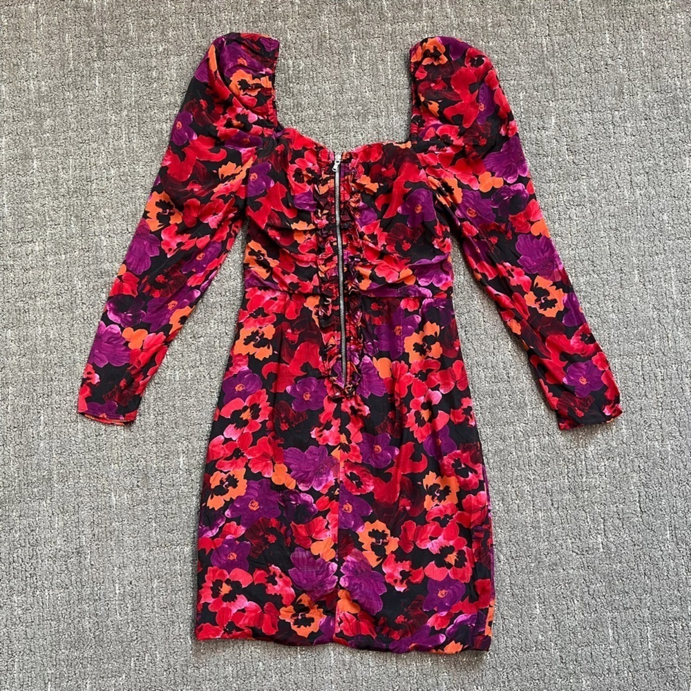 Saylor Alouette Painterly Poppy Dark Floral Mini Dress Size XS - Picture 3 of 11